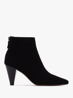 Serin Black Suede Zip Back Heeled Ankle Boots