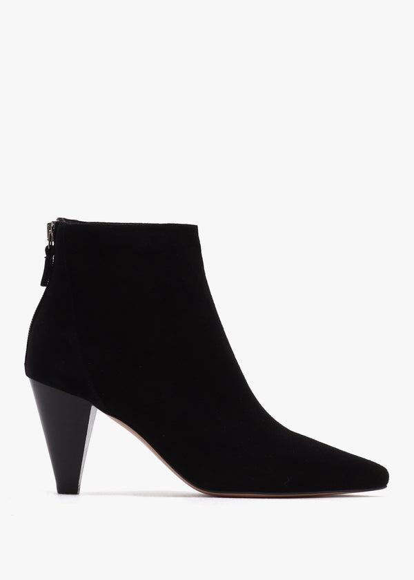 Serin Black Suede Zip Back Heeled Ankle Boots