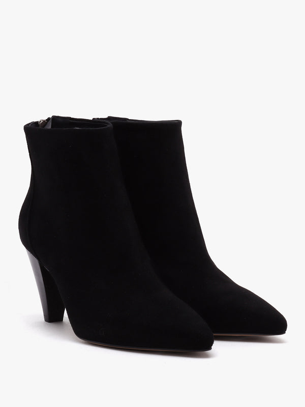 Serin Black Suede Zip Back Heeled Ankle Boots