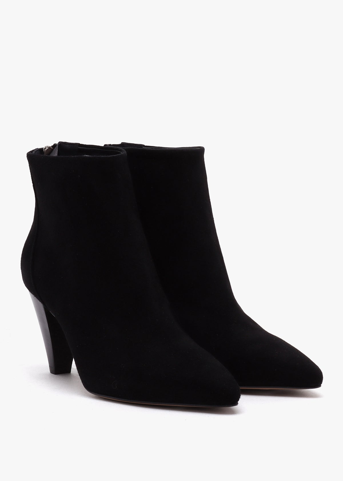 Serin Black Suede Zip Back Heeled Ankle Boots