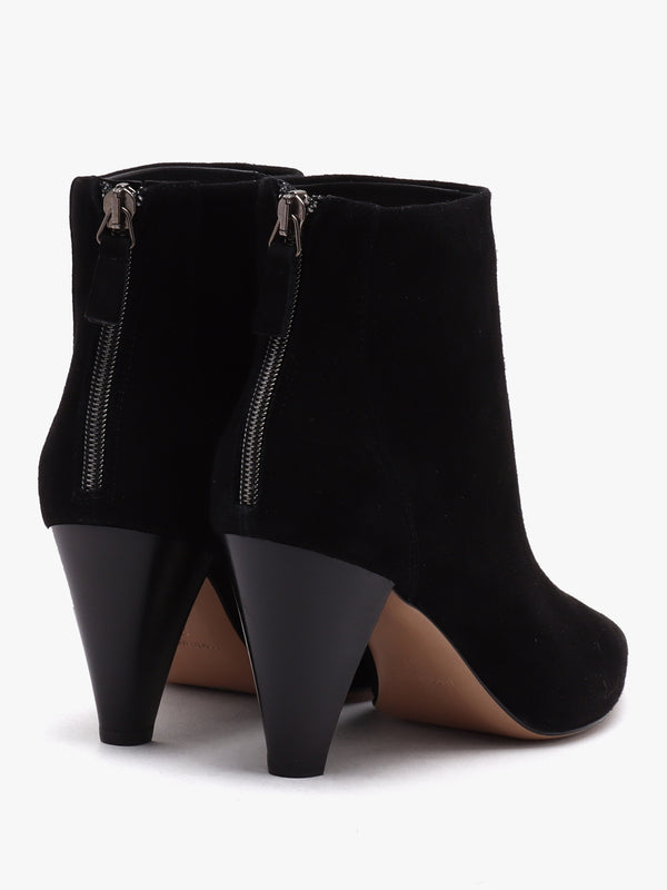 Serin Black Suede Zip Back Heeled Ankle Boots