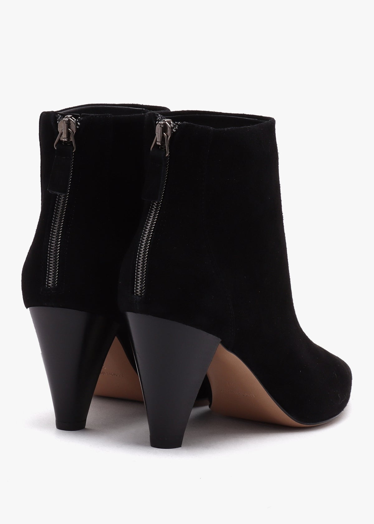 Serin Black Suede Zip Back Heeled Ankle Boots