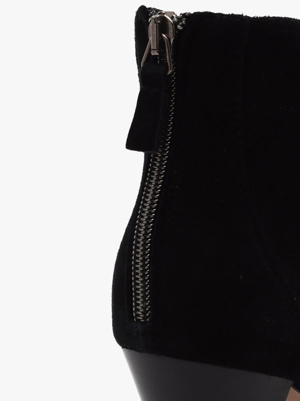 Serin Black Suede Zip Back Heeled Ankle Boots