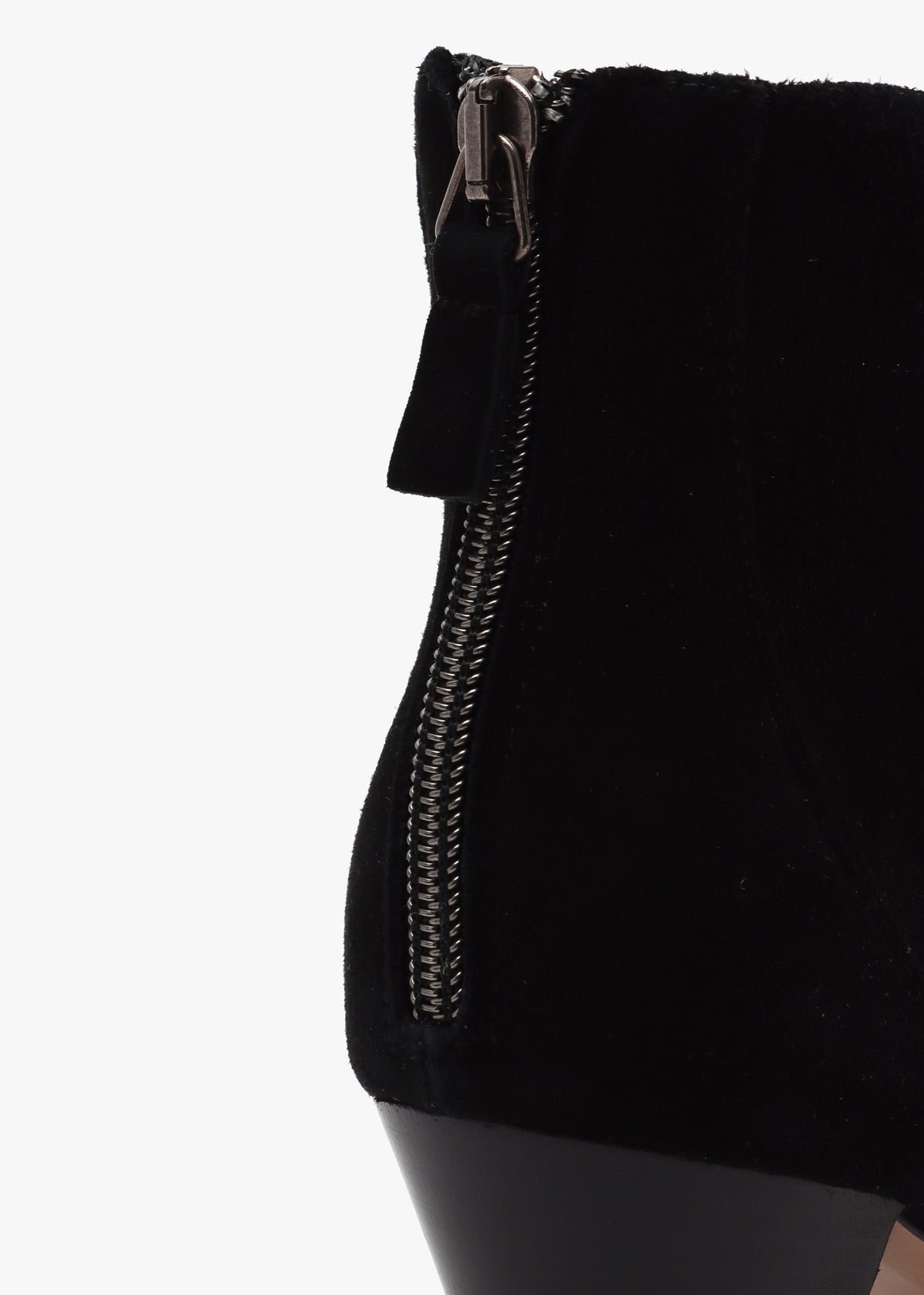 Serin Black Suede Zip Back Heeled Ankle Boots