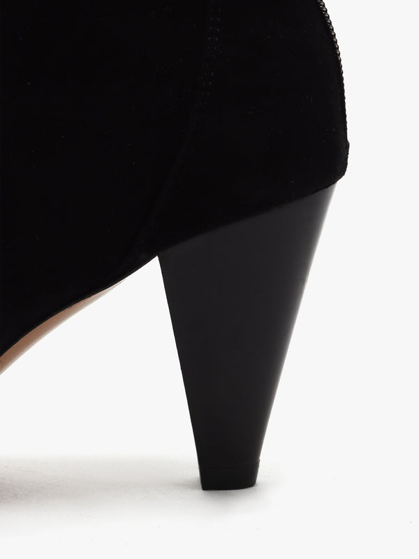 Serin Black Suede Zip Back Heeled Ankle Boots