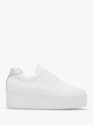 Tred White Leather Laceless Flatform Trainers
