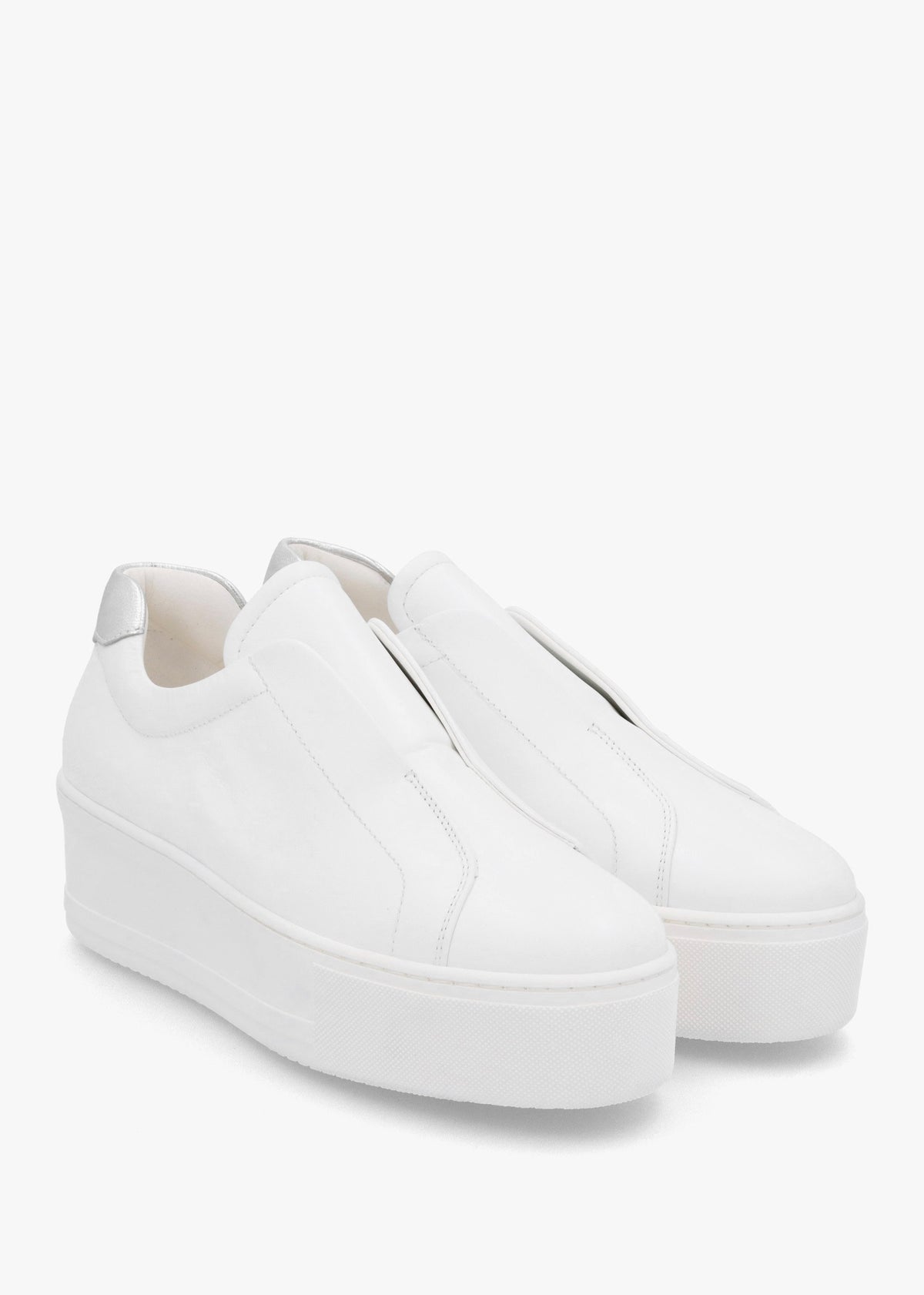 Tred White Leather Laceless Flatform Trainers