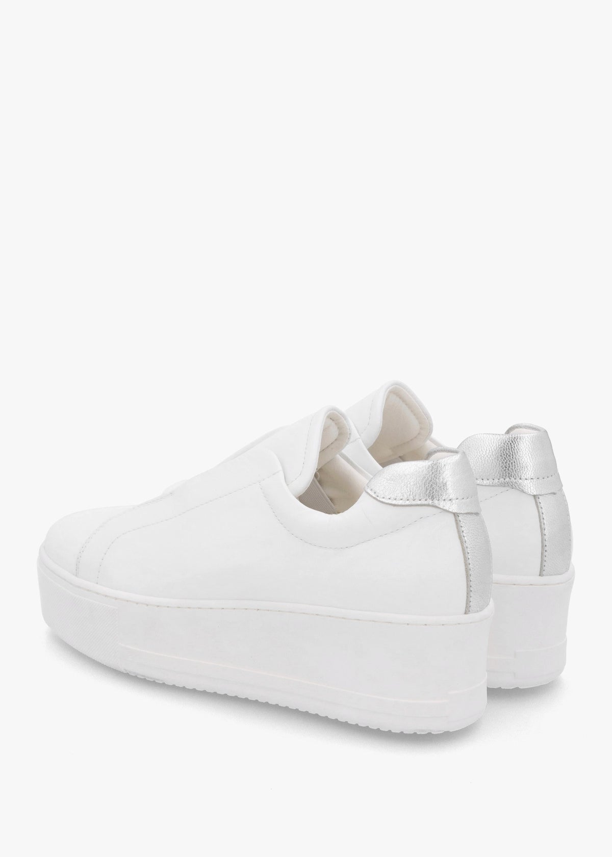 Tred White Leather Laceless Flatform Trainers