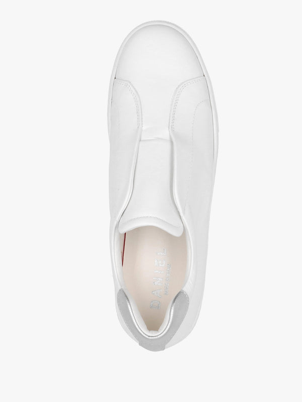 Tred White Leather Laceless Flatform Trainers