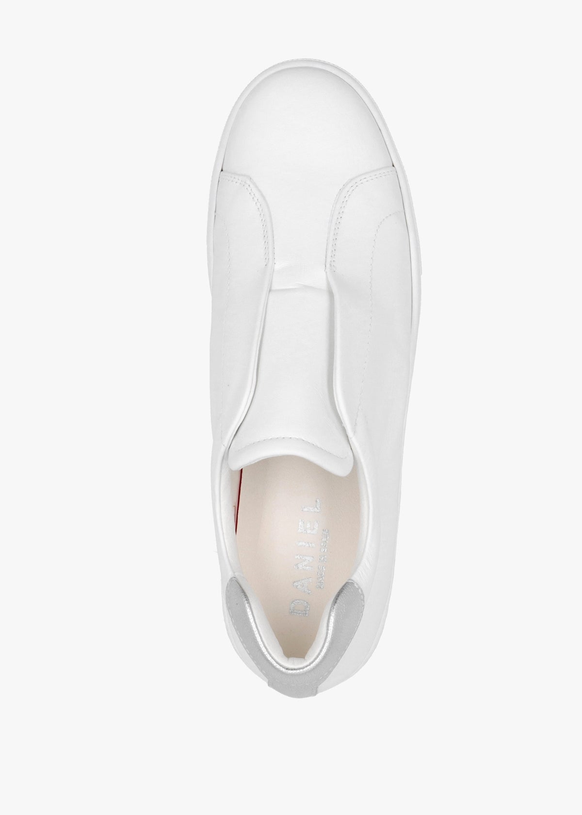 Tred White Leather Laceless Flatform Trainers