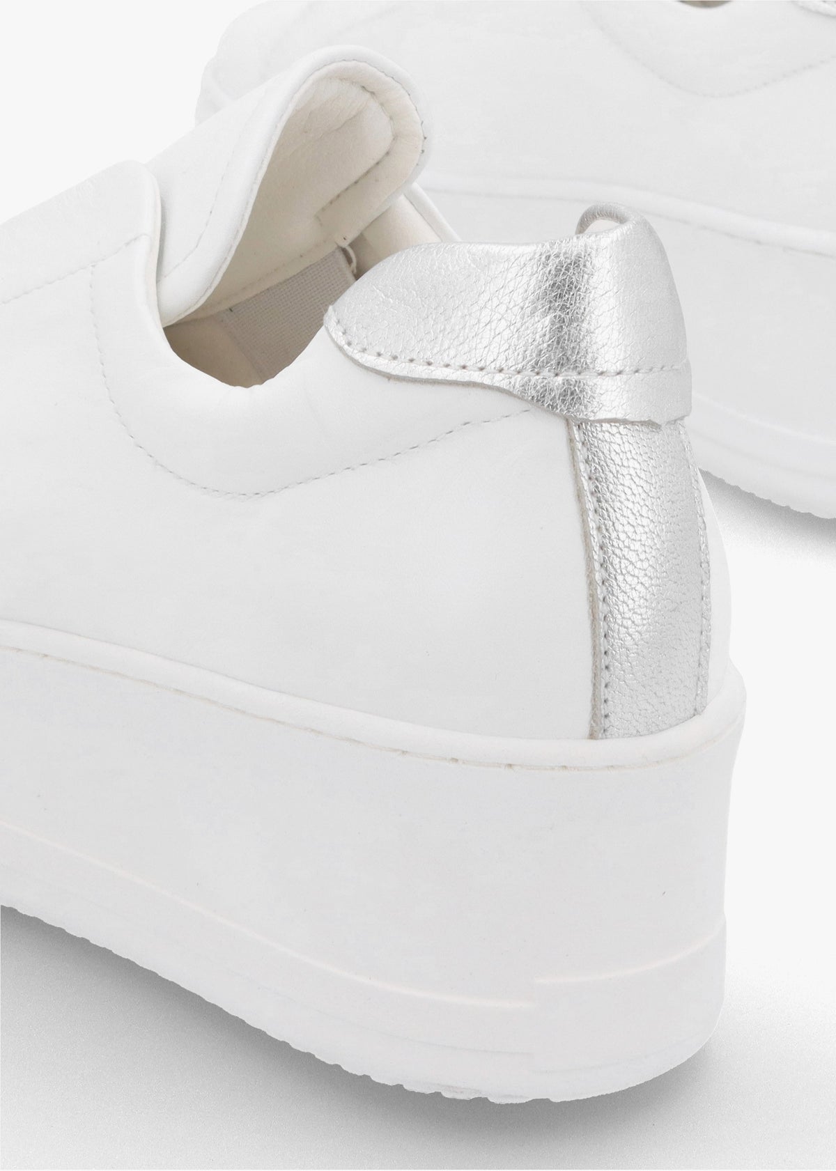 Tred White Leather Laceless Flatform Trainers