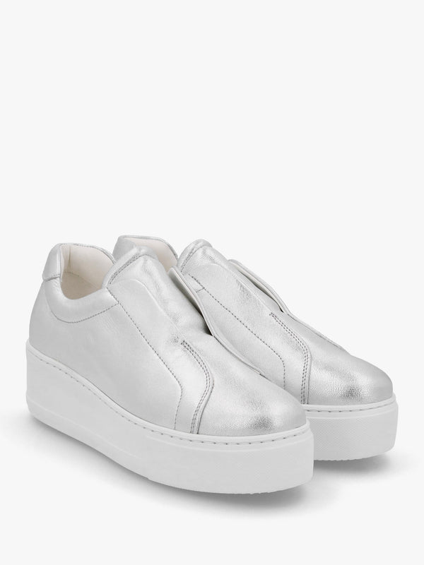 Tred Silver Leather Laceless Flatform Trainers