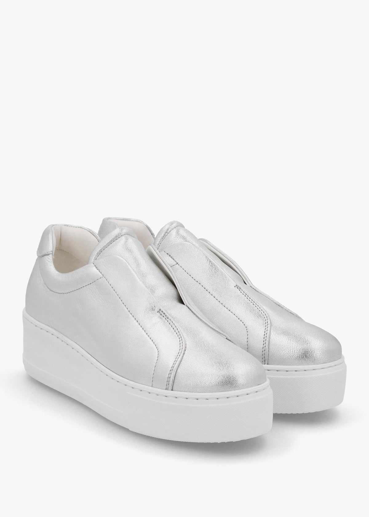 Tred Silver Leather Laceless Flatform Trainers