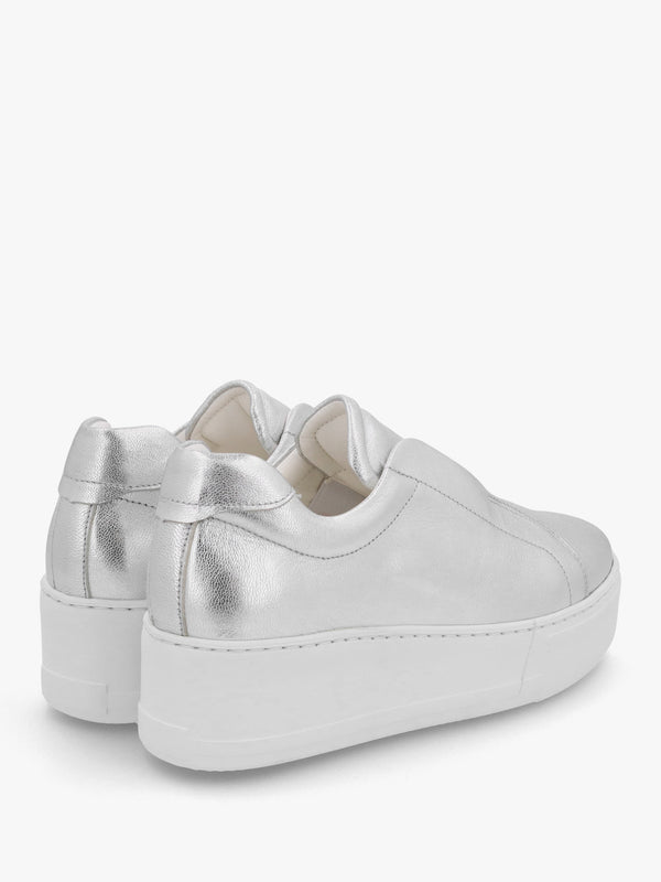Tred Silver Leather Laceless Flatform Trainers