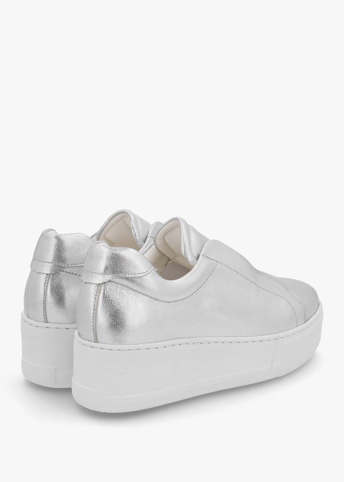 Tred Silver Leather Laceless Flatform Trainers
