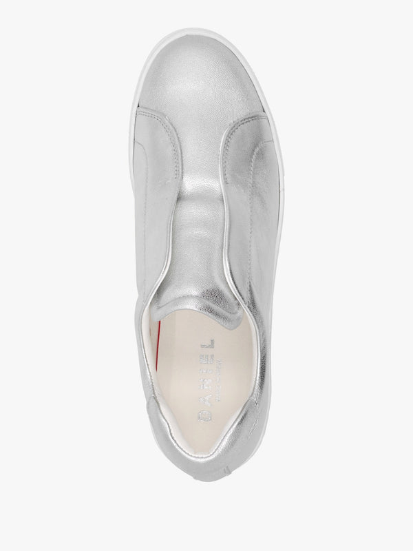 Tred Silver Leather Laceless Flatform Trainers