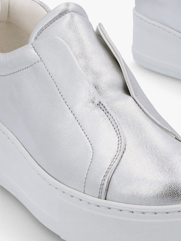 Tred Silver Leather Laceless Flatform Trainers