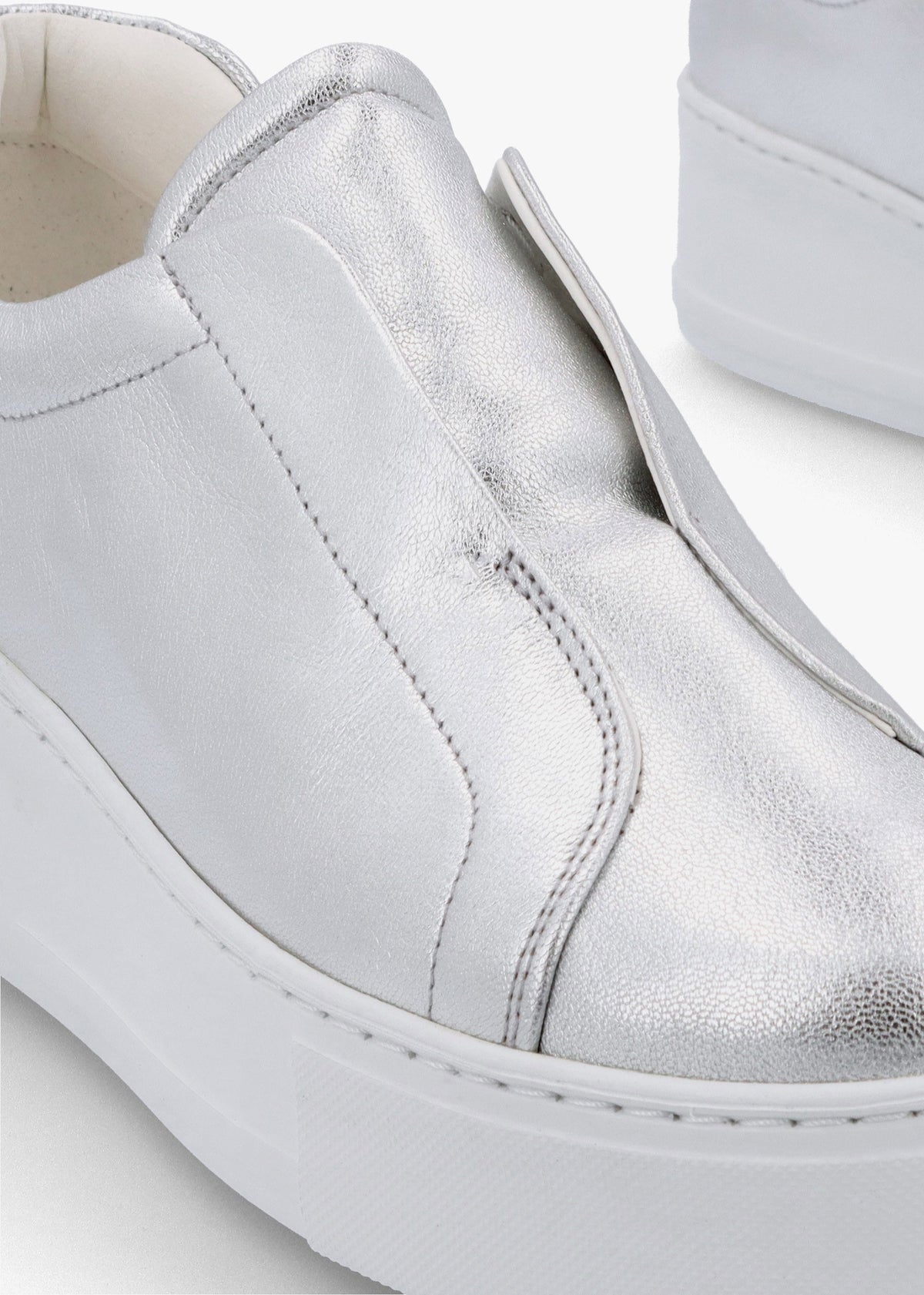 Tred Silver Leather Laceless Flatform Trainers