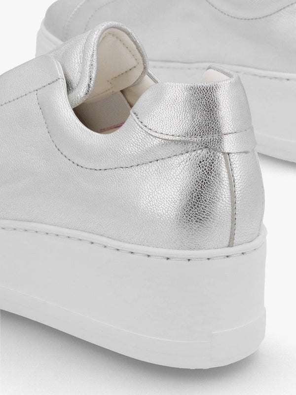 Tred Silver Leather Laceless Flatform Trainers