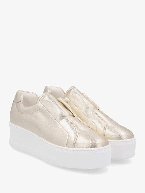 Tred Gold Leather Laceless Flatform Trainers