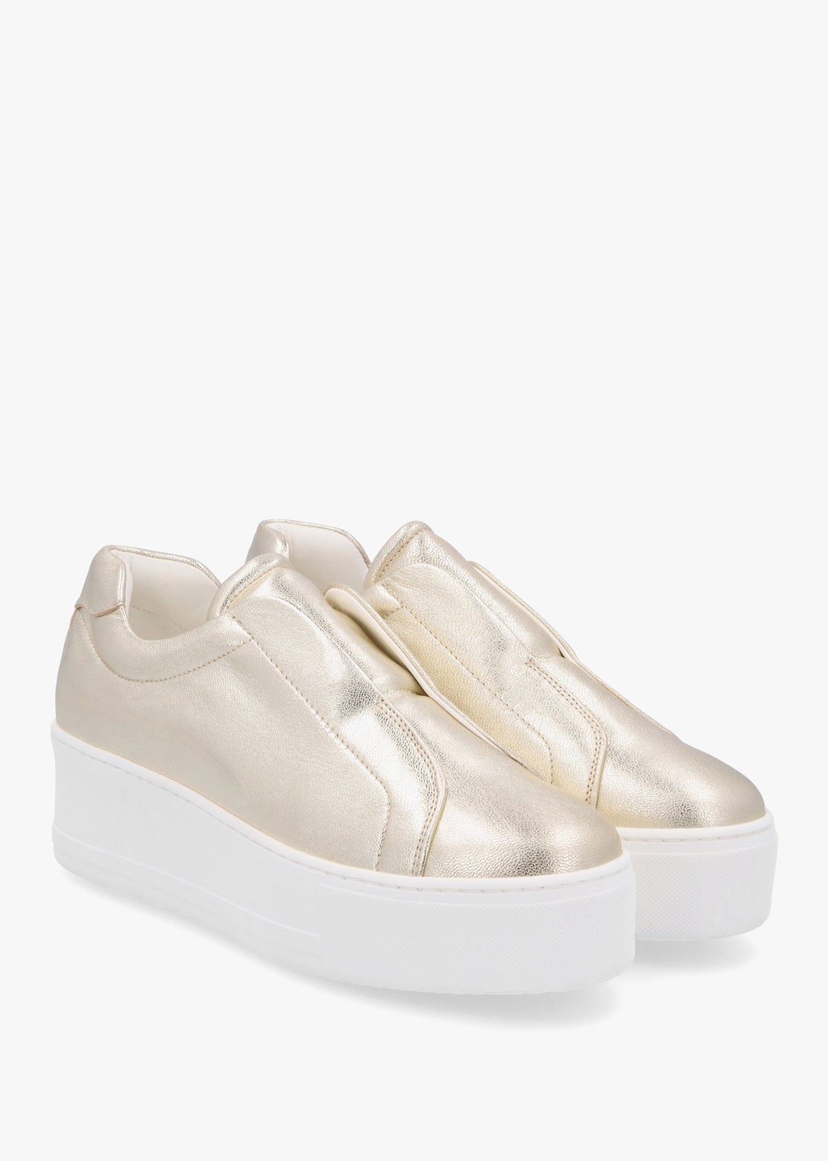 Tred Gold Leather Laceless Flatform Trainers