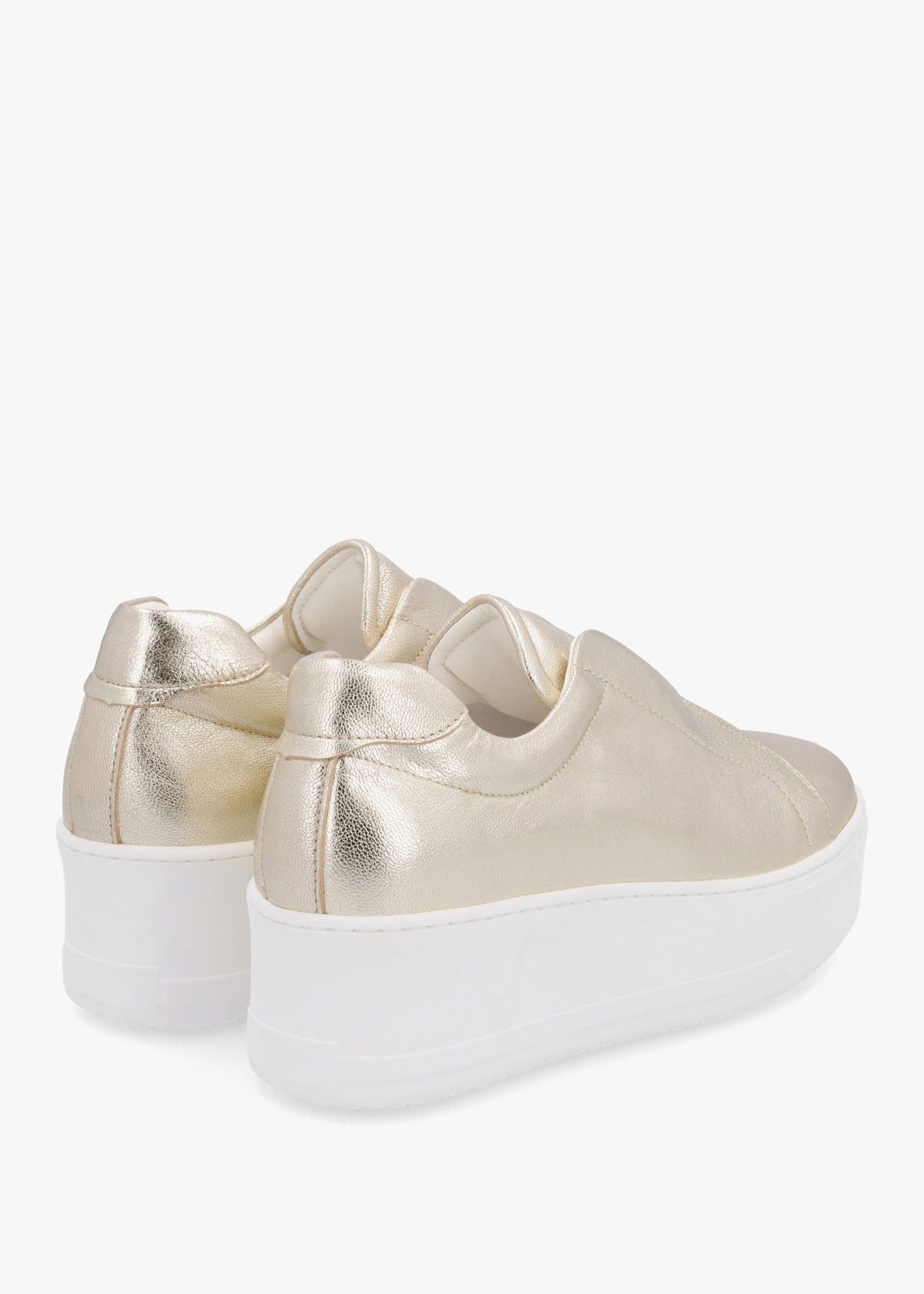 Tred Gold Leather Laceless Flatform Trainers