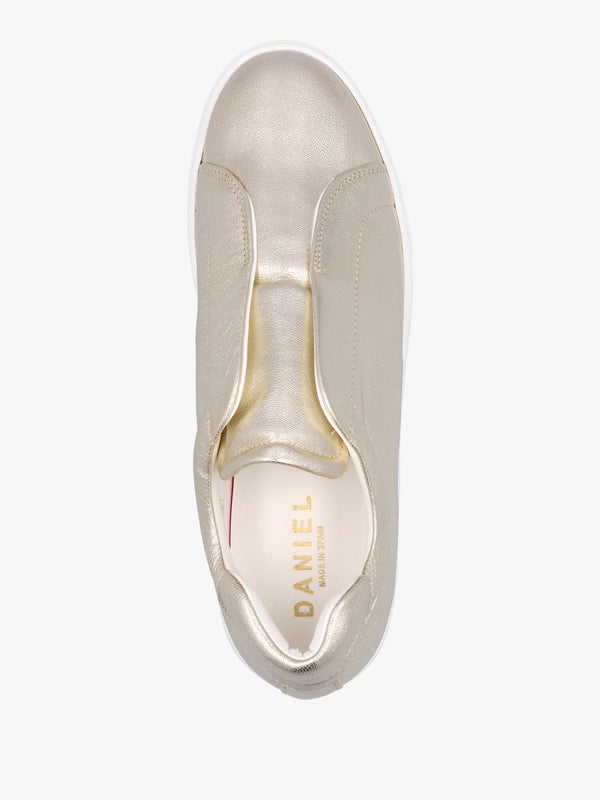 Tred Gold Leather Laceless Flatform Trainers
