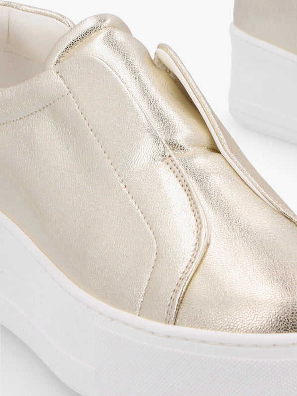 Tred Gold Leather Laceless Flatform Trainers