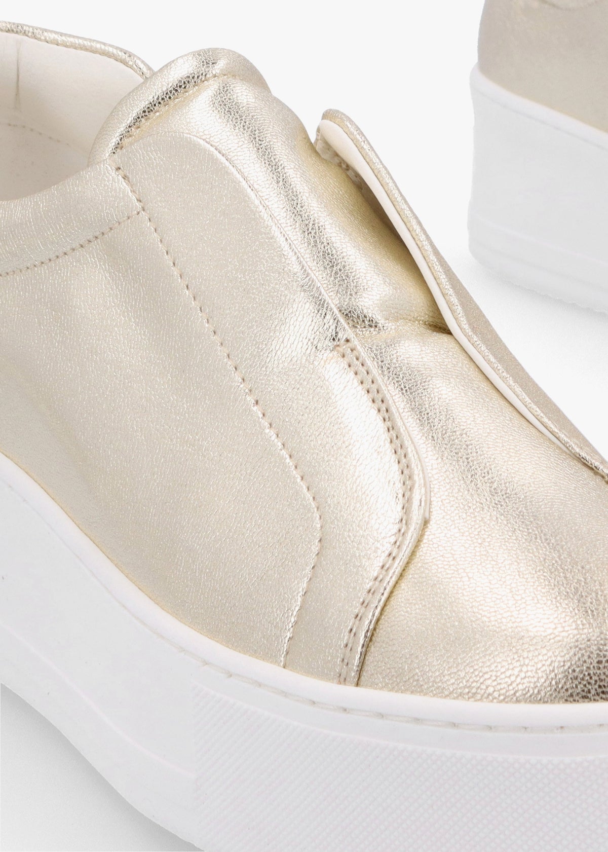 Tred Gold Leather Laceless Flatform Trainers
