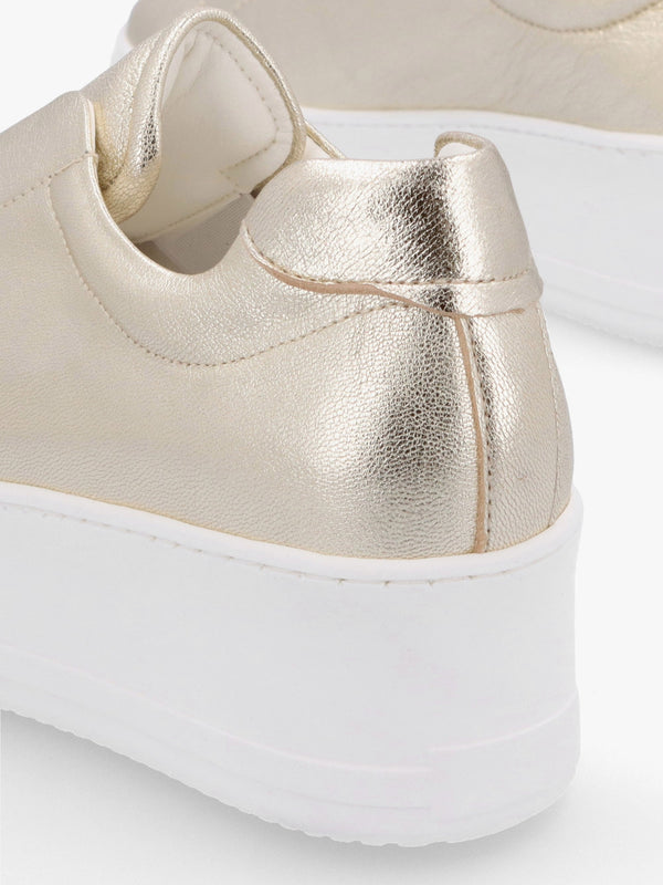 Tred Gold Leather Laceless Flatform Trainers