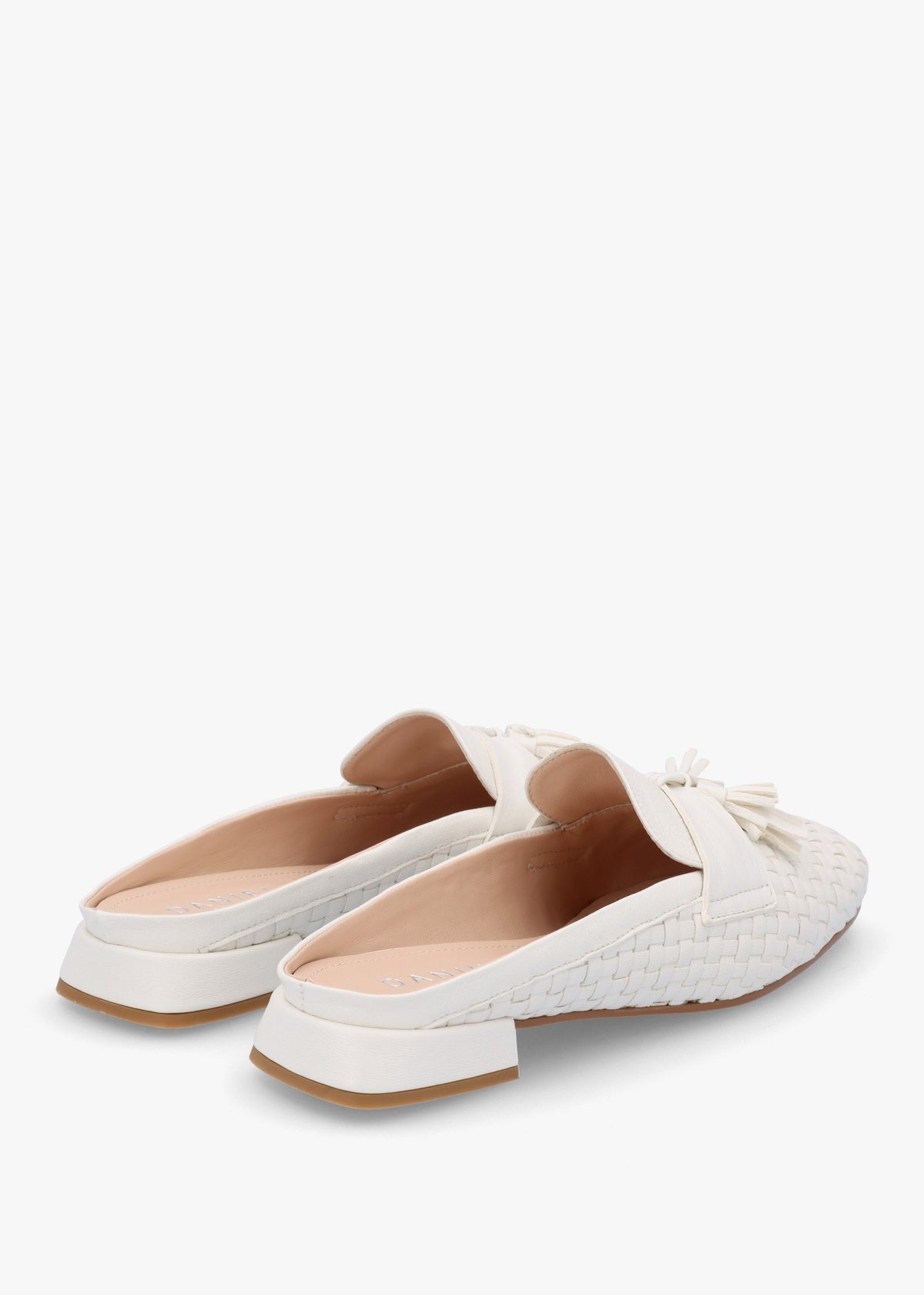 Nova Cream Leather Woven Backless Mules