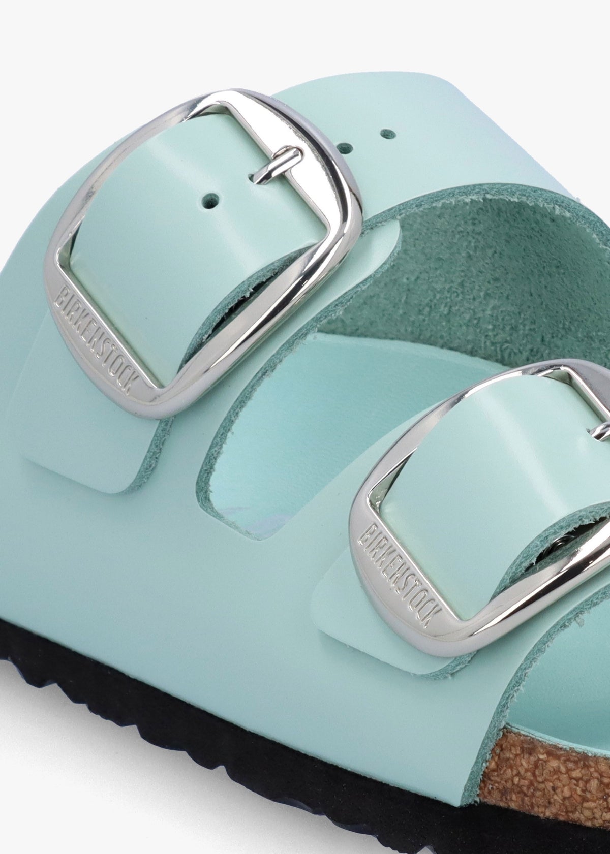 Arizona Big Buckle High Shine Surf Green Two Bar Mules