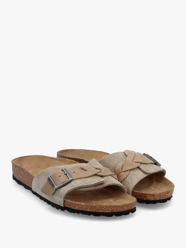 Oita Braided Taupe Suede Leather Mules