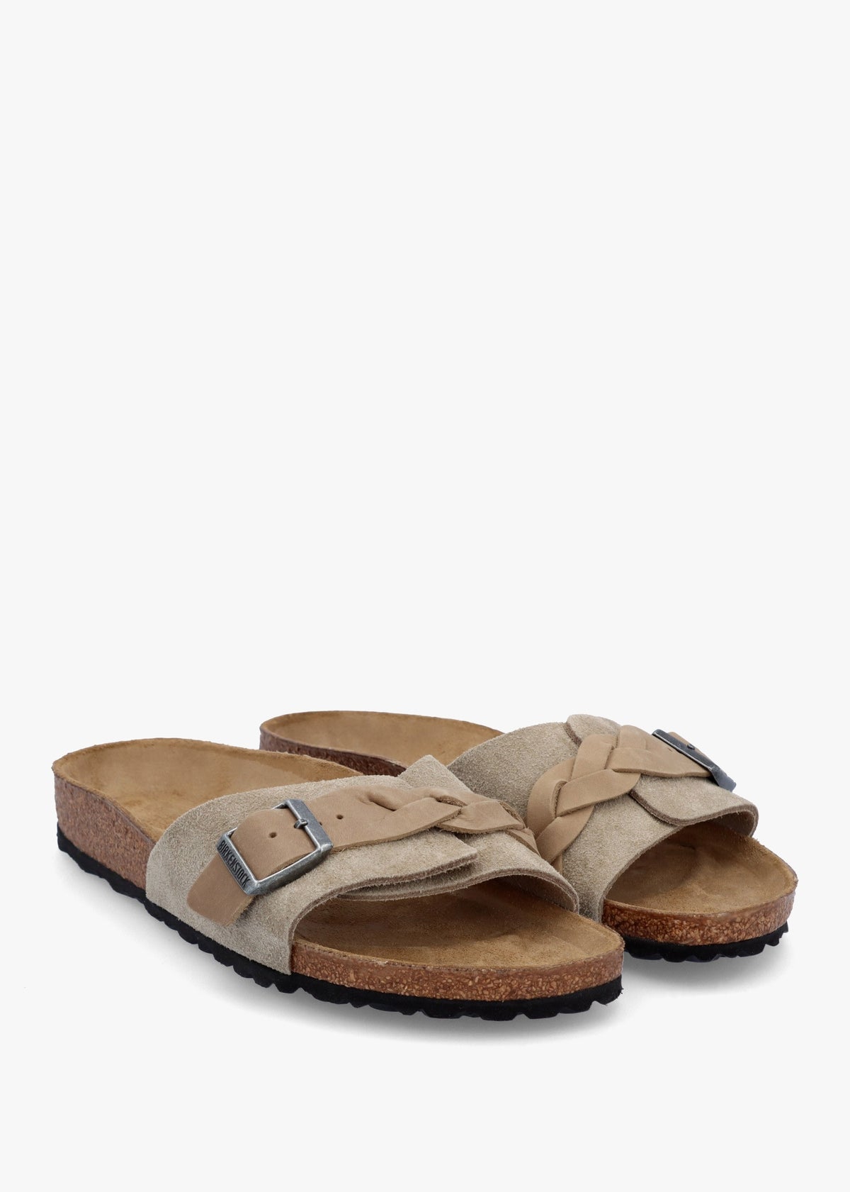 Oita Braided Taupe Suede Leather Mules