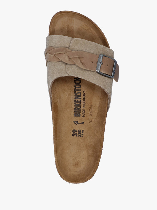 Oita Braided Taupe Suede Leather Mules