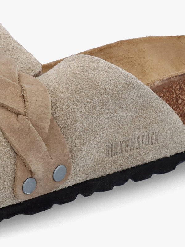 Oita Braided Taupe Suede Leather Mules