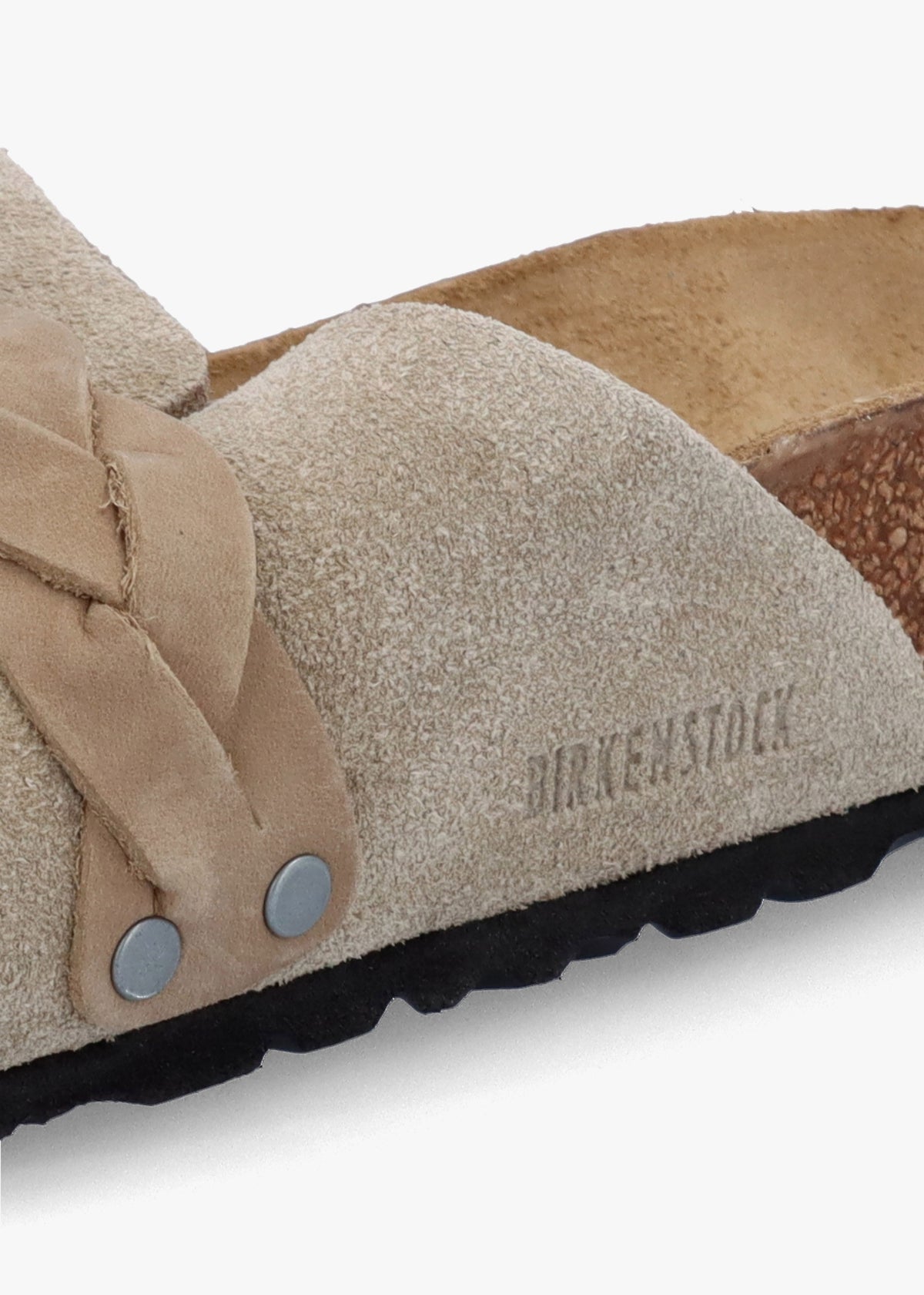 Oita Braided Taupe Suede Leather Mules