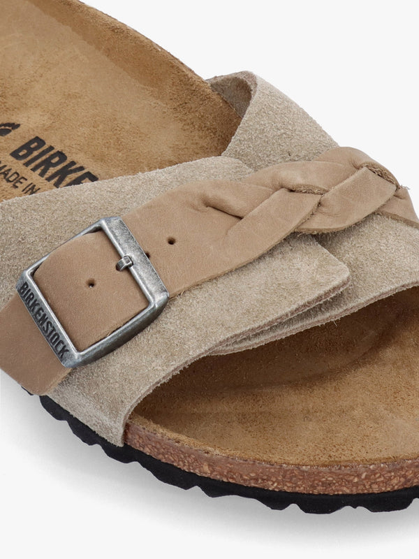 Oita Braided Taupe Suede Leather Mules