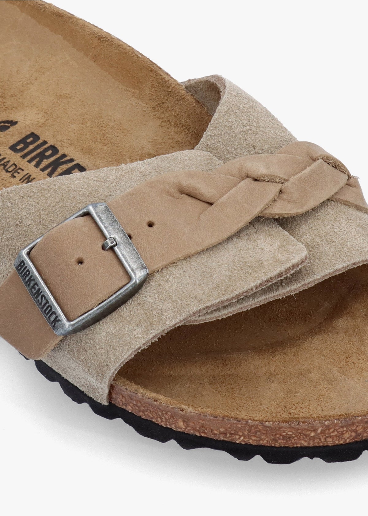 Oita Braided Taupe Suede Leather Mules