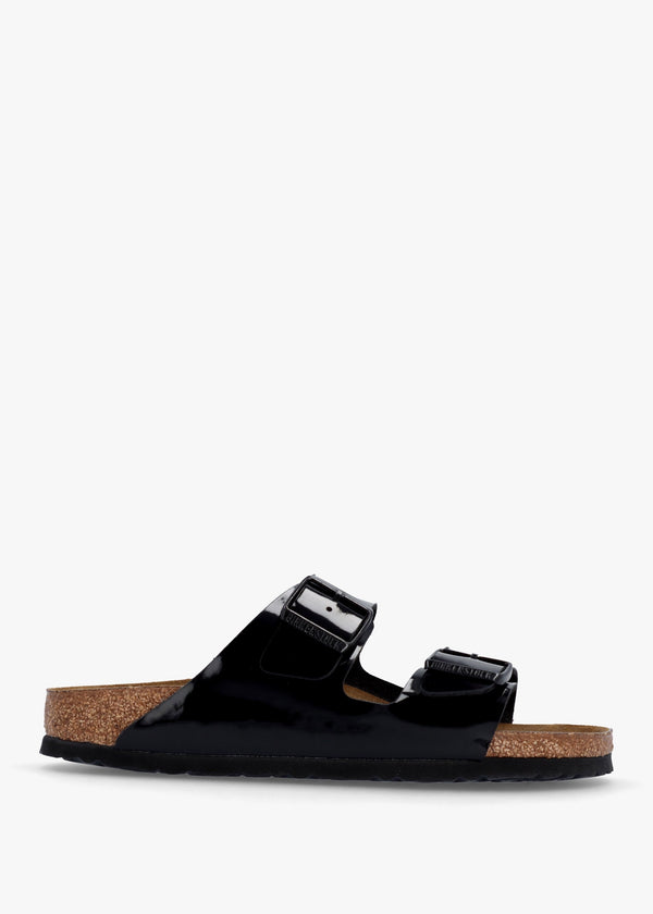 Arizona Birko-Flor Black Patent Two Bar Mules
