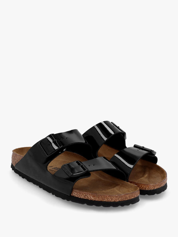 Arizona Birko-Flor Black Patent Two Bar Mules