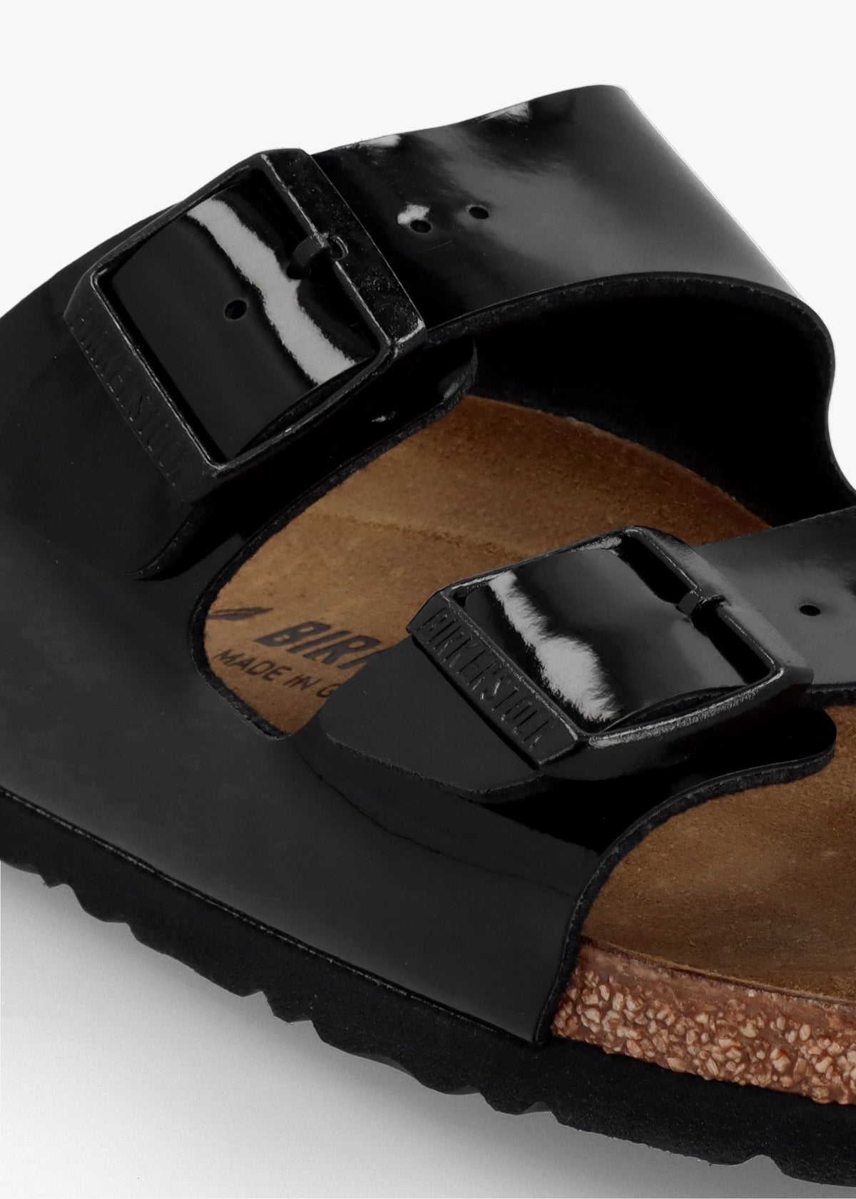 Arizona Birko-Flor Black Patent Two Bar Mules