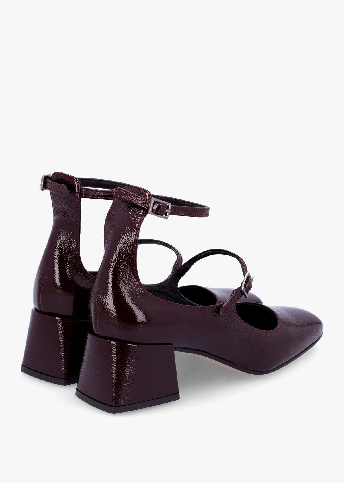 Sara Burgundy Patent Leather Low Heel Mary Janes