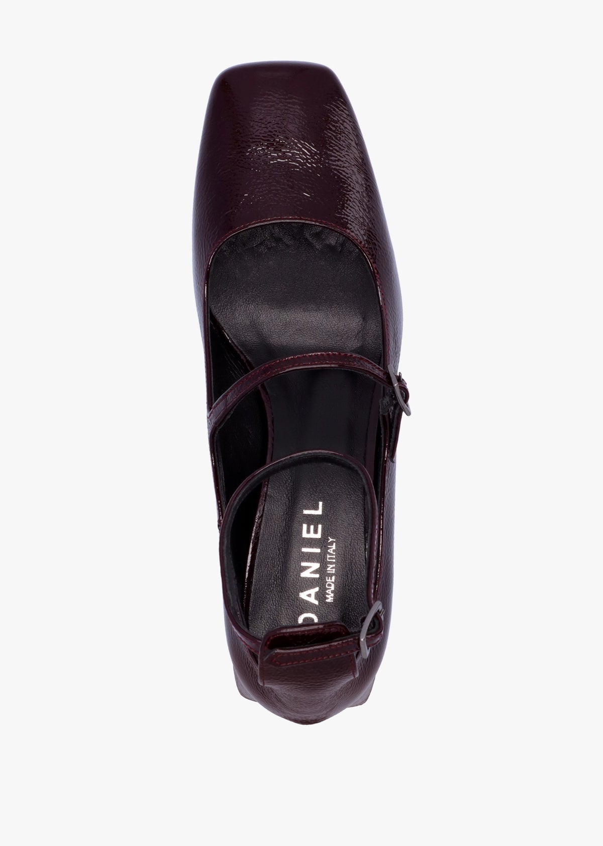 Sara Burgundy Patent Leather Low Heel Mary Janes