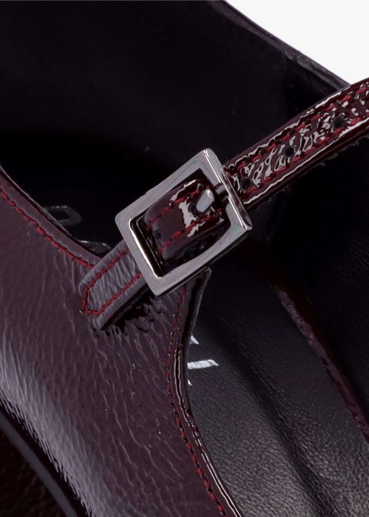 Sara Burgundy Patent Leather Low Heel Mary Janes