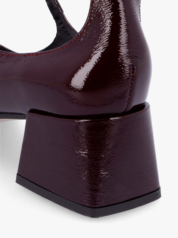 Sara Burgundy Patent Leather Low Heel Mary Janes
