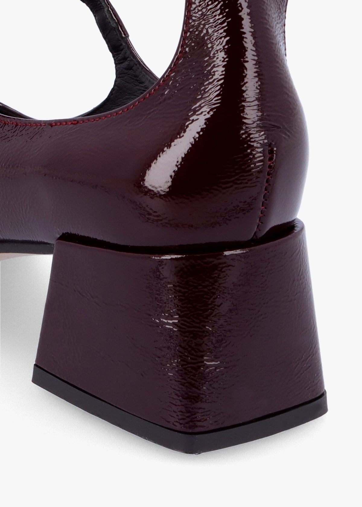 Sara Burgundy Patent Leather Low Heel Mary Janes