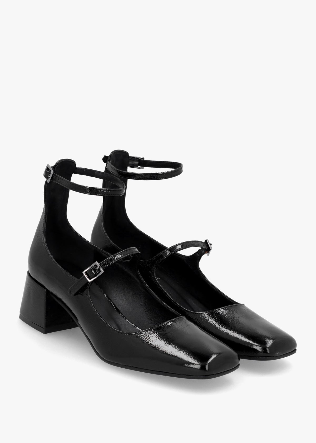 Sara Black Patent Leather Low Heel Mary Janes