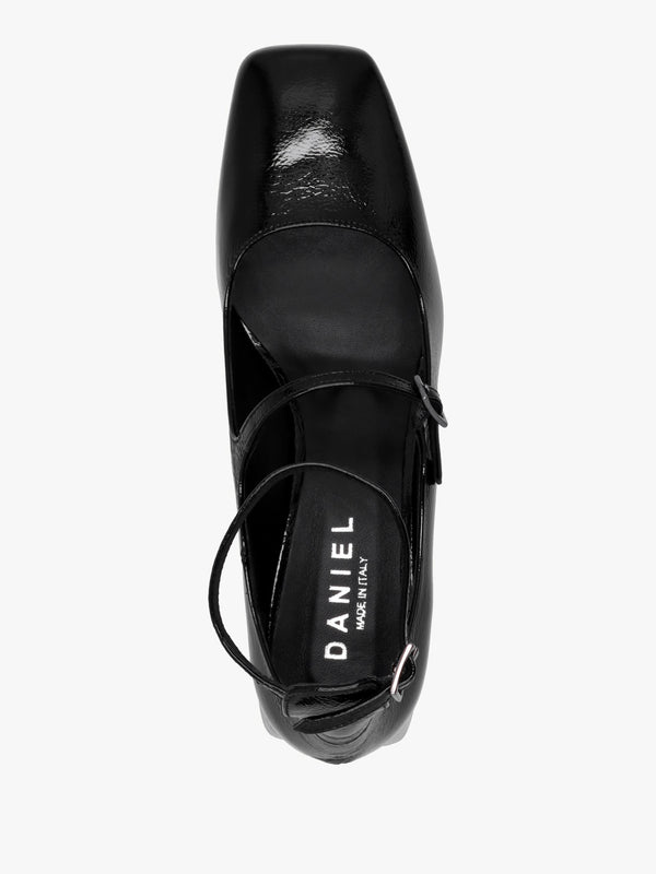 Sara Black Patent Leather Low Heel Mary Janes