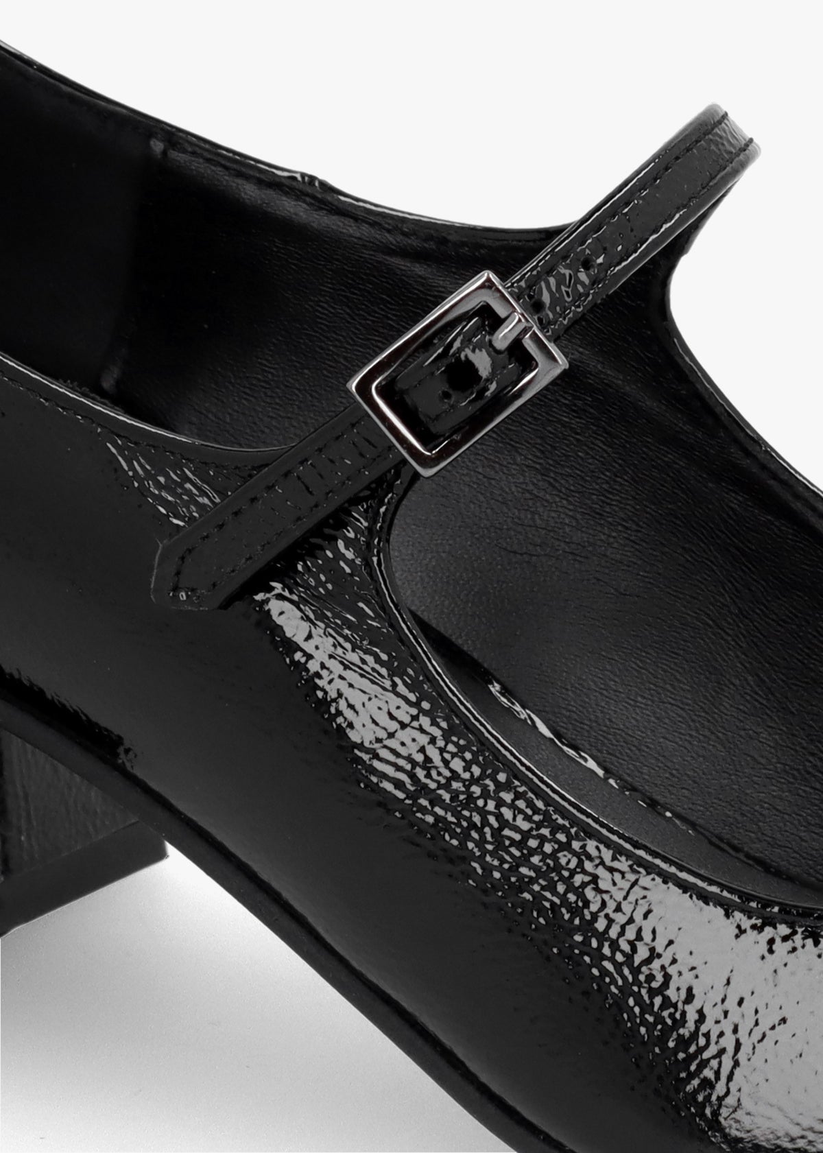Sara Black Patent Leather Low Heel Mary Janes